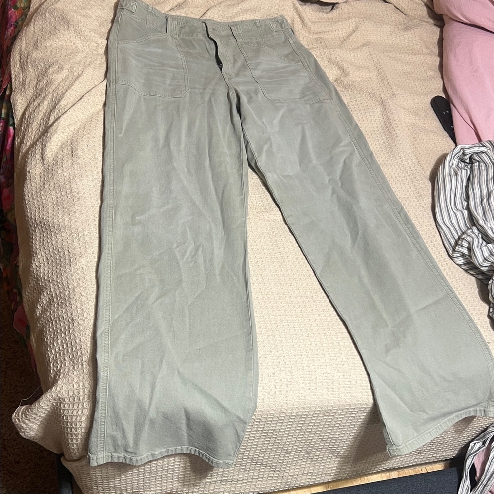 American Eagle Outfitters Light Sage Green Wide-Leg Trousers